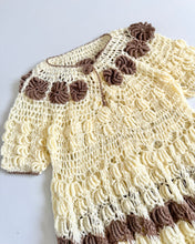 Load image into Gallery viewer, Vintage Ivory/Brown Crochet Dress 24M (80-90cm)