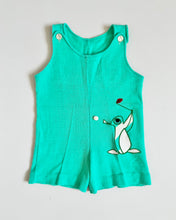 Load image into Gallery viewer, Vintage Pastel Teal Golfing Bunny Knit Shirt and Rompers Outfit 18M (80cm)