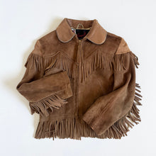 Load image into Gallery viewer, Vintage Brown Suede Fringe Jacket Kids 6/8 (120cm)