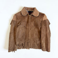 Load image into Gallery viewer, Vintage Brown Suede Fringe Jacket Kids 6/8 (120cm)