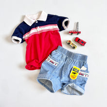 画像をギャラリービューアに読み込む, Vintage Heatlth-Tex Striped Collar Shirts 3/4 (95-100cm)