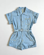 Load image into Gallery viewer, Vintage Light Washed Denim Rompers 4T (100cm)