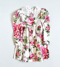 画像をギャラリービューアに読み込む, Vintage Handmade Pink Roses Floral Collared Dress Approx 4T (100cm)