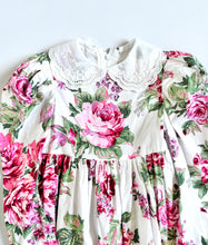 画像をギャラリービューアに読み込む, Vintage Handmade Pink Roses Floral Collared Dress Approx 4T (100cm)