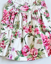 画像をギャラリービューアに読み込む, Vintage Handmade Pink Roses Floral Collared Dress Approx 4T (100cm)