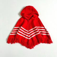 Load image into Gallery viewer, Vintage Handmade Hoodie Poncho Red 18M-2T (80-90cm)