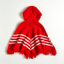 Load image into Gallery viewer, Vintage Handmade Hoodie Poncho Red 18M-2T (80-90cm)
