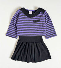 画像をギャラリービューアに読み込む, Vintage Purple×Black Striped T-shirt Dress Kids 6 (110-120cm)