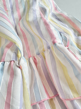 画像をギャラリービューアに読み込む, Vintage Bonnie Jean Pastel Striped/ Flower Embroidery Dress 5T (100cm)