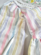 画像をギャラリービューアに読み込む, Vintage Bonnie Jean Pastel Striped/ Flower Embroidery Dress 5T (100cm)