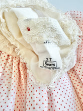 画像をギャラリービューアに読み込む, Vintage Sears Lace/Red Dots Sheer Dress 2T (90cm)
