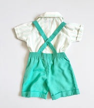 Load image into Gallery viewer, Vintage JCPenny Pastel Suspender Shorts and Striped Shirt Outfit 3T, 4T (95cm, 100cm)