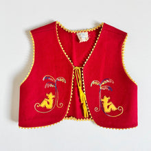 画像をギャラリービューアに読み込む, Vintage ‘60s Cowboy Embroidery Wool Vest Red 4-6 (100-120cm)