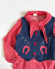 画像をギャラリービューアに読み込む, Vintage Blouse and Horseshoe Denim Vest Set Kids 6X (115-120cm)