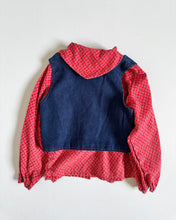 画像をギャラリービューアに読み込む, Vintage Blouse and Horseshoe Denim Vest Set Kids 6X (115-120cm)