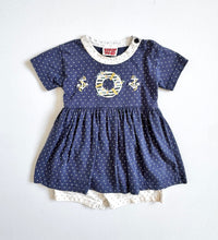 Load image into Gallery viewer, Vintage Nautical/Dots Bubble Dress Rompers 3T (90-95cm)