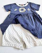 Load image into Gallery viewer, Vintage Nautical/Dots Bubble Dress Rompers 3T (90-95cm)
