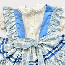Load image into Gallery viewer, Vintage 1950-60s Circle Apron Dress Blue Plaids Approx 5-6 (105-120cm)