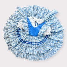 Load image into Gallery viewer, Vintage 1950-60s Circle Apron Dress Blue Plaids Approx 5-6 (105-120cm)