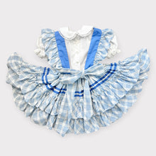 Load image into Gallery viewer, Vintage 1950-60s Circle Apron Dress Blue Plaids Approx 5-6 (105-120cm)