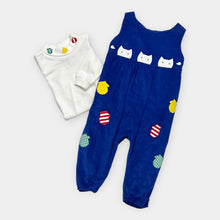 Load image into Gallery viewer, New Old Stock Vintage Fantasia! Too…Dallas Kitten/Mitten Appliqués Jumpsuit/Shirts Outfit Set 18M (80cm)