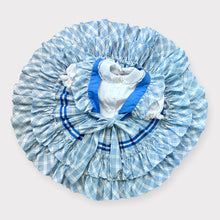 Load image into Gallery viewer, Vintage 1950-60s Circle Apron Dress Blue Plaids Approx 5-6 (105-120cm)