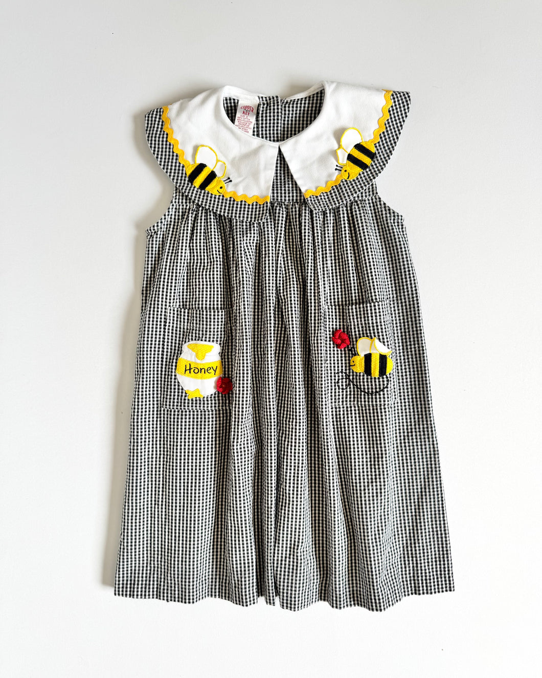 Vintage Copper Key Honey Bee Dress Kids 6 (110-115cm)