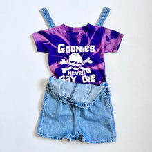 Load image into Gallery viewer, USED Goonies “Never Say Die” Purple Tie Dye T-shirts 2/3T 90-95cm
