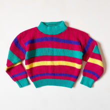 Load image into Gallery viewer, Vintage Jet Set Sweaters Striped High-Neck Sweaters 2/3T (90-95cm)
