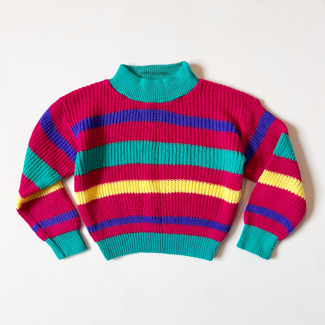 Vintage Jet Set Sweaters Striped High-Neck Sweaters 2/3T (90-95cm)