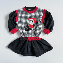 Load image into Gallery viewer, Vintage Panda×Houndstooth Sweat Dress 3T (95cm)
