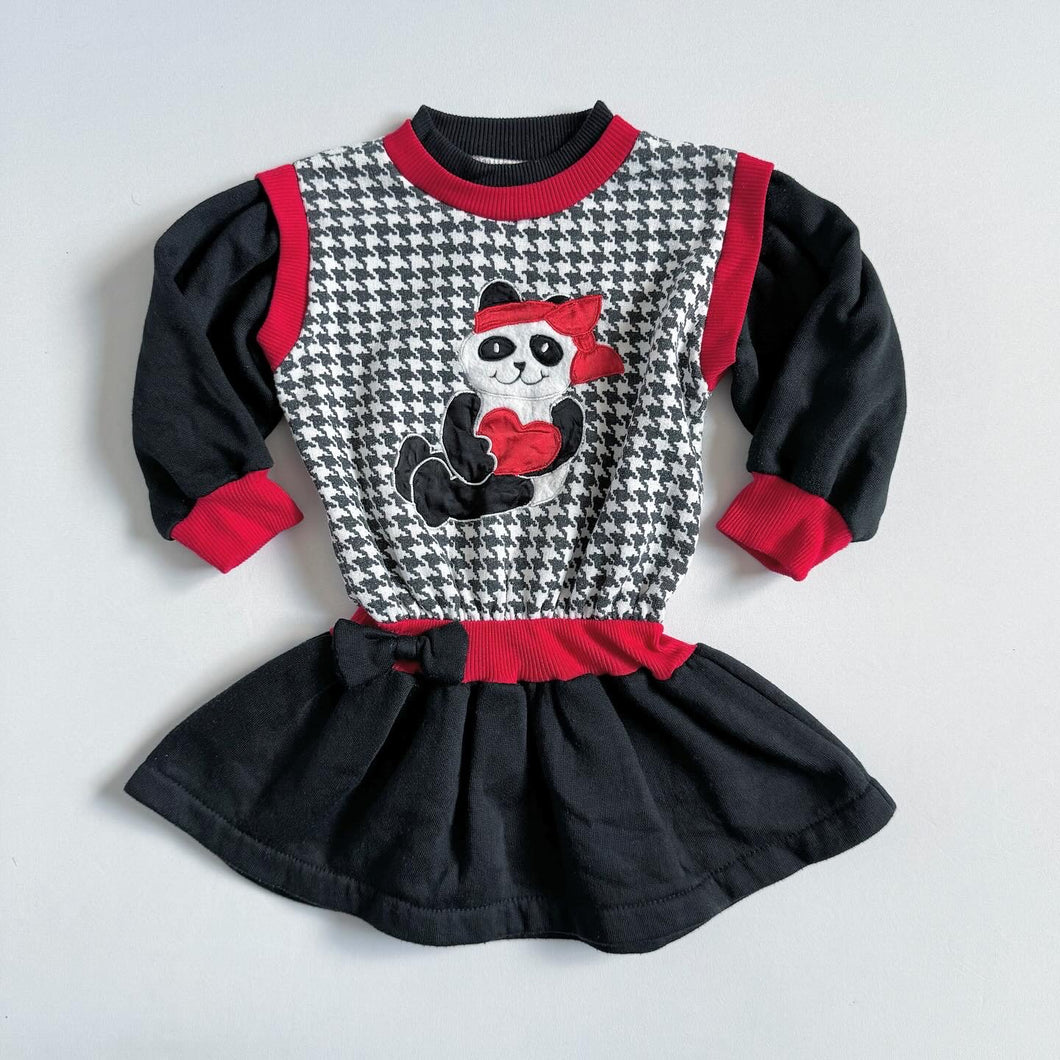 Vintage Panda×Houndstooth Sweat Dress 3T (95cm)