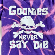 Load image into Gallery viewer, USED Goonies “Never Say Die” Purple Tie Dye T-shirts 2/3T 90-95cm
