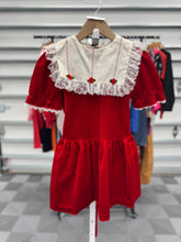 画像をギャラリービューアに読み込む, Vintage Velour Red/Lace Dress 6X (115cm)
