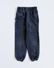 Load image into Gallery viewer, Vintage Black Denim Paperbag Pants 6 (110-115cm)
