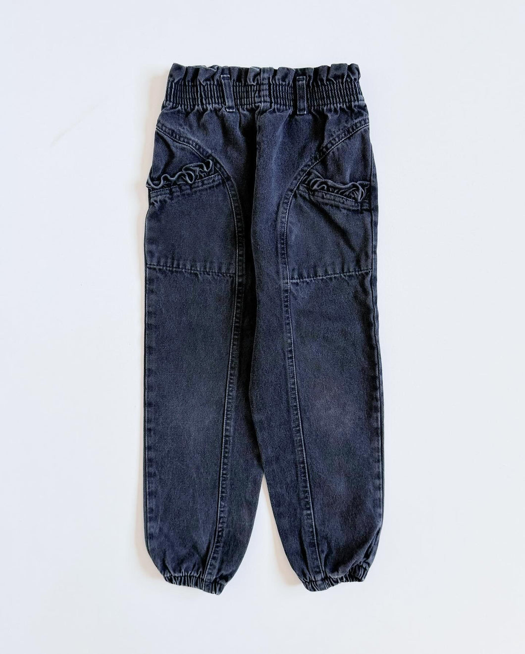 Vintage Black Denim Paperbag Pants 6 (110-115cm)