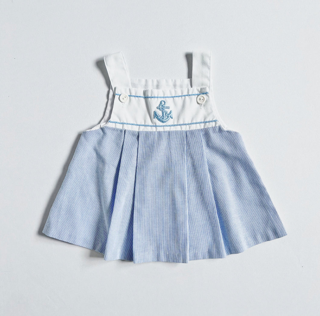 Vintage Little Evelyn Anchor Embroidery Dress 6M (60-65cm)