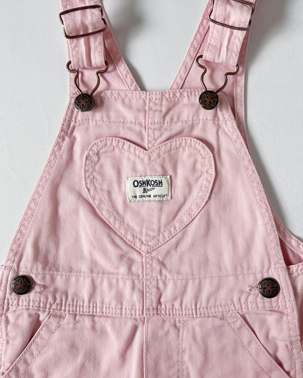 USED OshKosh B’gosh Hear Pocket Overall Cream Pink 2T (90cm)