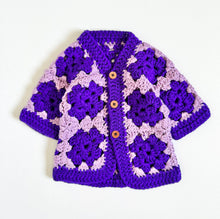 Load image into Gallery viewer, Vintage Purple Crochet Knit Cardigan  3-6M (60-70cm)
