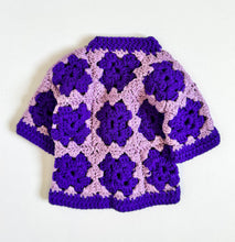 Load image into Gallery viewer, Vintage Purple Crochet Knit Cardigan  3-6M (60-70cm)
