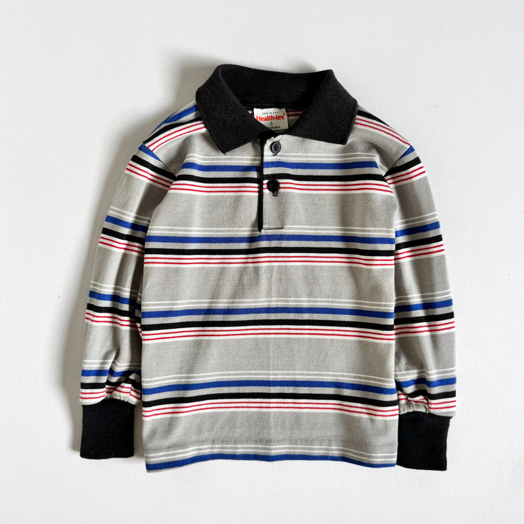 Vintage Health-Tex Gray/Black Striped Shirt 5T (100cm)