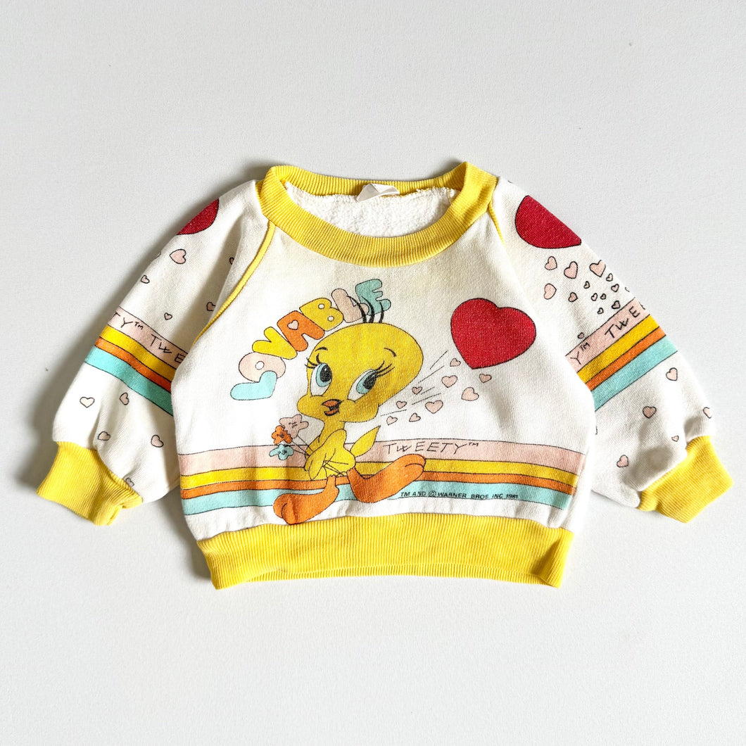 Vintage 1981 Looney Tunes Tweety Sweatshirt 3-6M (60-65cm)