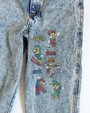 画像をギャラリービューアに読み込む, Vintage 1989 Nintendo Super Mario Brothers. Denim Pants Kids 4T (100-110cm)
