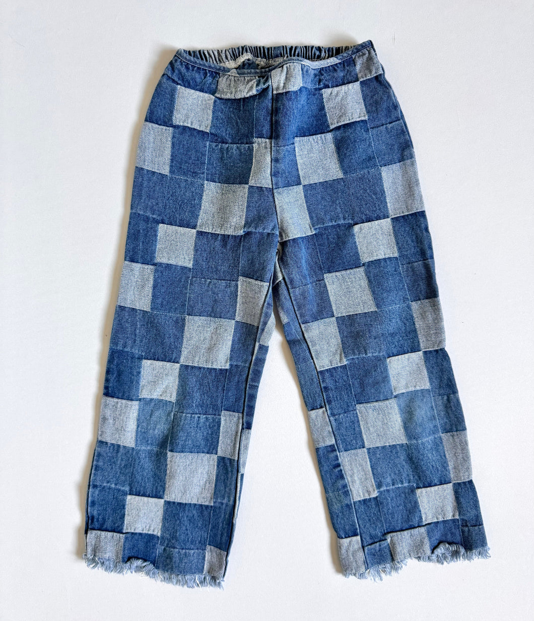Vintage Denim Patchwork Capri Pants Kids 10 (130-140cm)