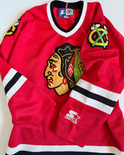 Load image into Gallery viewer, Vintage Starter NHL Chicago Black Hawks Hokey Shirt Adult L/XL
