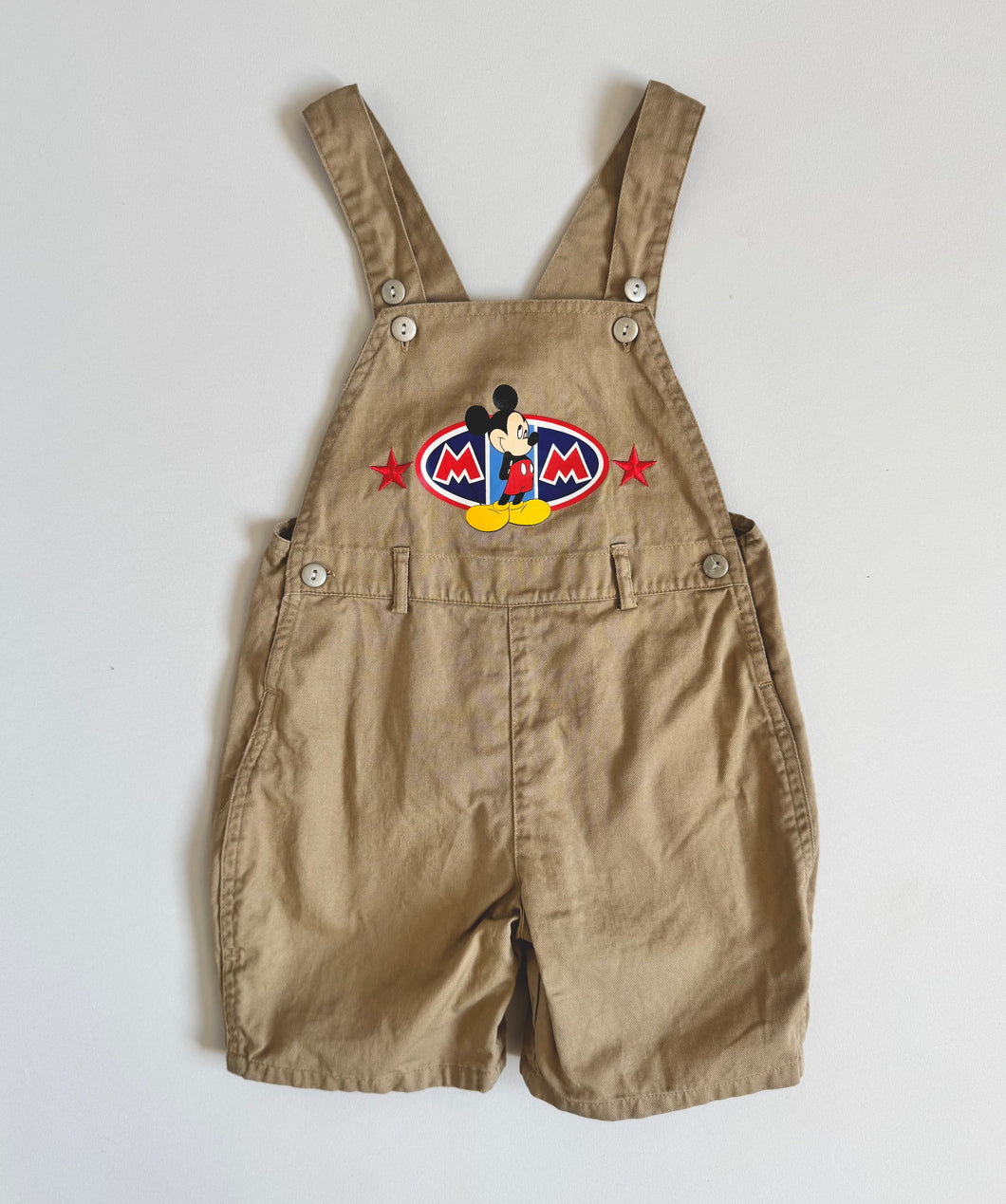 Y2K Disney Mickey Mouse Khaki Short Overall 4T (100cm)