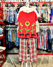 Load image into Gallery viewer, Vintage Sunflower T-shirt &amp; Plaids Bellbottom Pants Set 5T (110cm)
