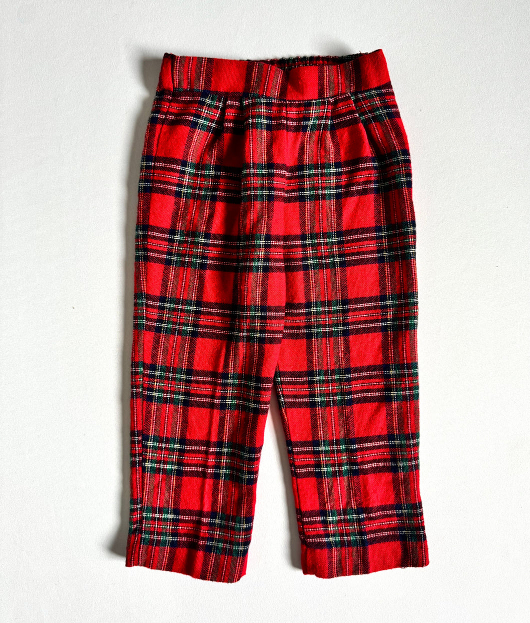 Vintage Red Plaids Wool Trouser Pants 3T (90-95cm)