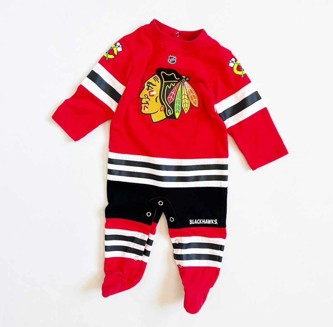 USED NHL Chicago Blackhawks Footie Rompers 3/6M (60-65cm)