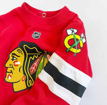 Load image into Gallery viewer, USED NHL Chicago Blackhawks Footie Rompers 3/6M (60-65cm)
